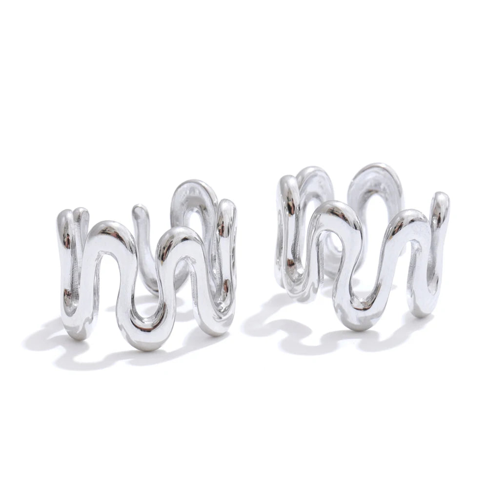 Irregular adjustable ear bone clip earrings - product image