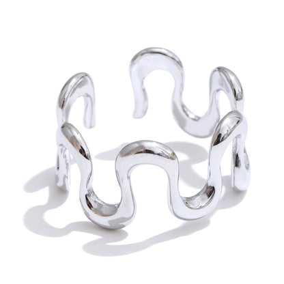 Irregular open adjustable rust proof women's ring - product image