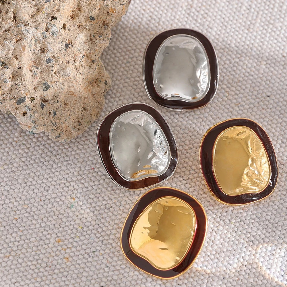 Irregular punk minimalist vintage big stud earrings - product image