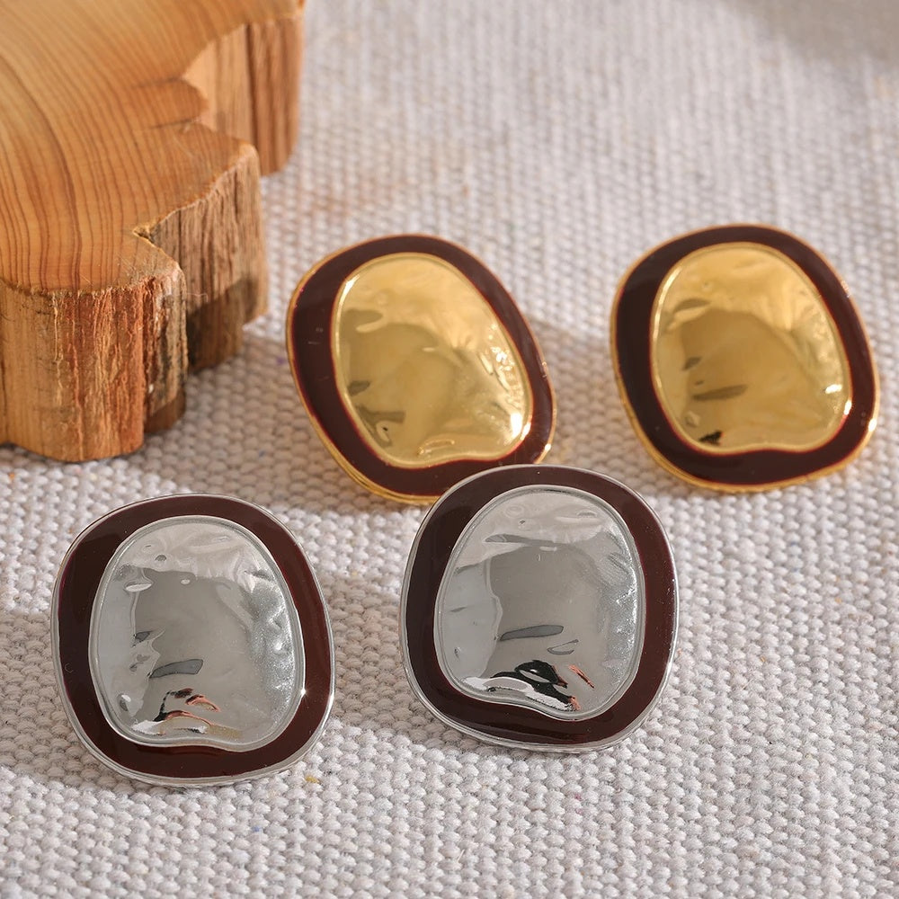 Irregular punk minimalist vintage big stud earrings - product image