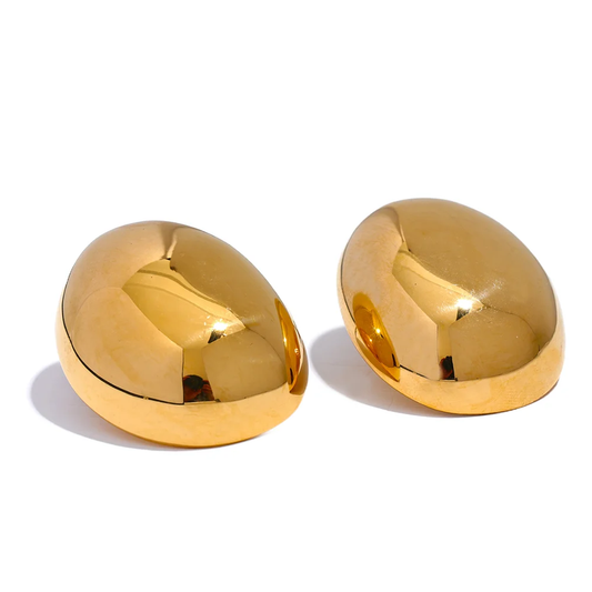 Irregular round smooth stud earrings - product image