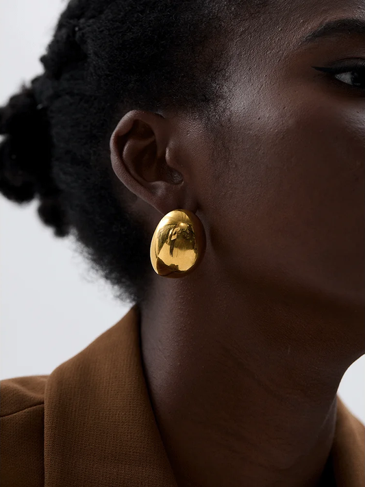 Irregular round smooth stud earrings - product image