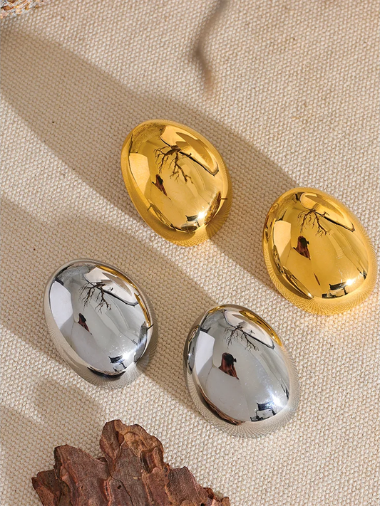 Irregular round smooth stud earrings - product image