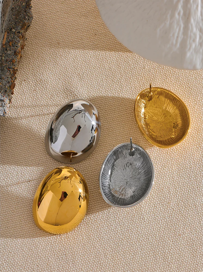 Irregular round smooth stud earrings - product image
