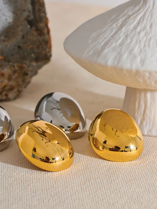 Irregular round smooth stud earrings - product image