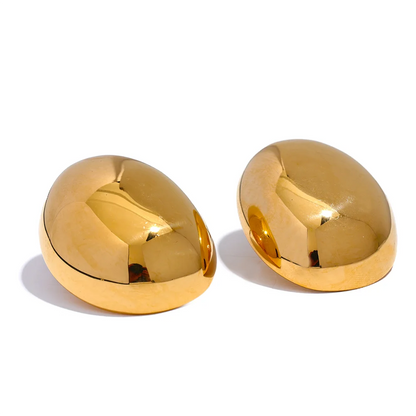 Irregular round smooth stud earrings - product image