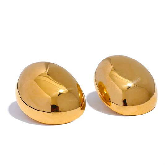 Irregular round smooth stud earrings - product image