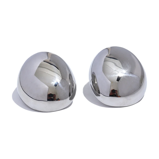 Irregular round smooth stud earrings - product image