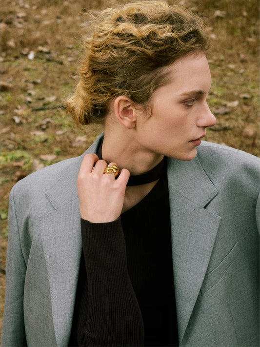 Irregular unique texture stylish women's modern ring - product image