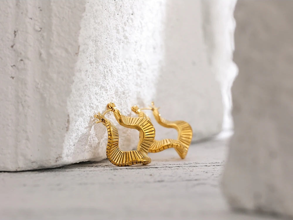 Irregular unusual waterproof hoop earrings - product image