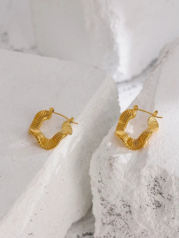 Irregular unusual waterproof hoop earrings - product image