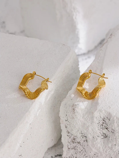 Irregular unusual waterproof hoop earrings - product image