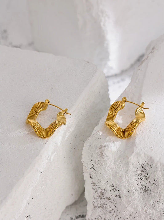 Irregular unusual waterproof hoop earrings - product image
