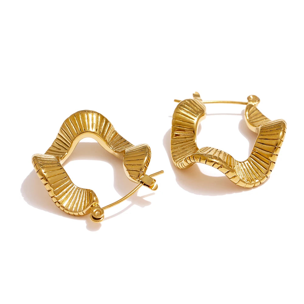 Irregular unusual waterproof hoop earrings - product image