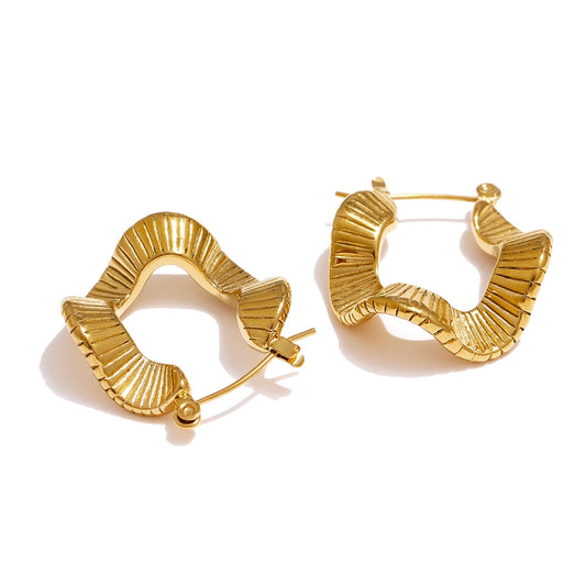 Irregular unusual waterproof hoop earrings - product image