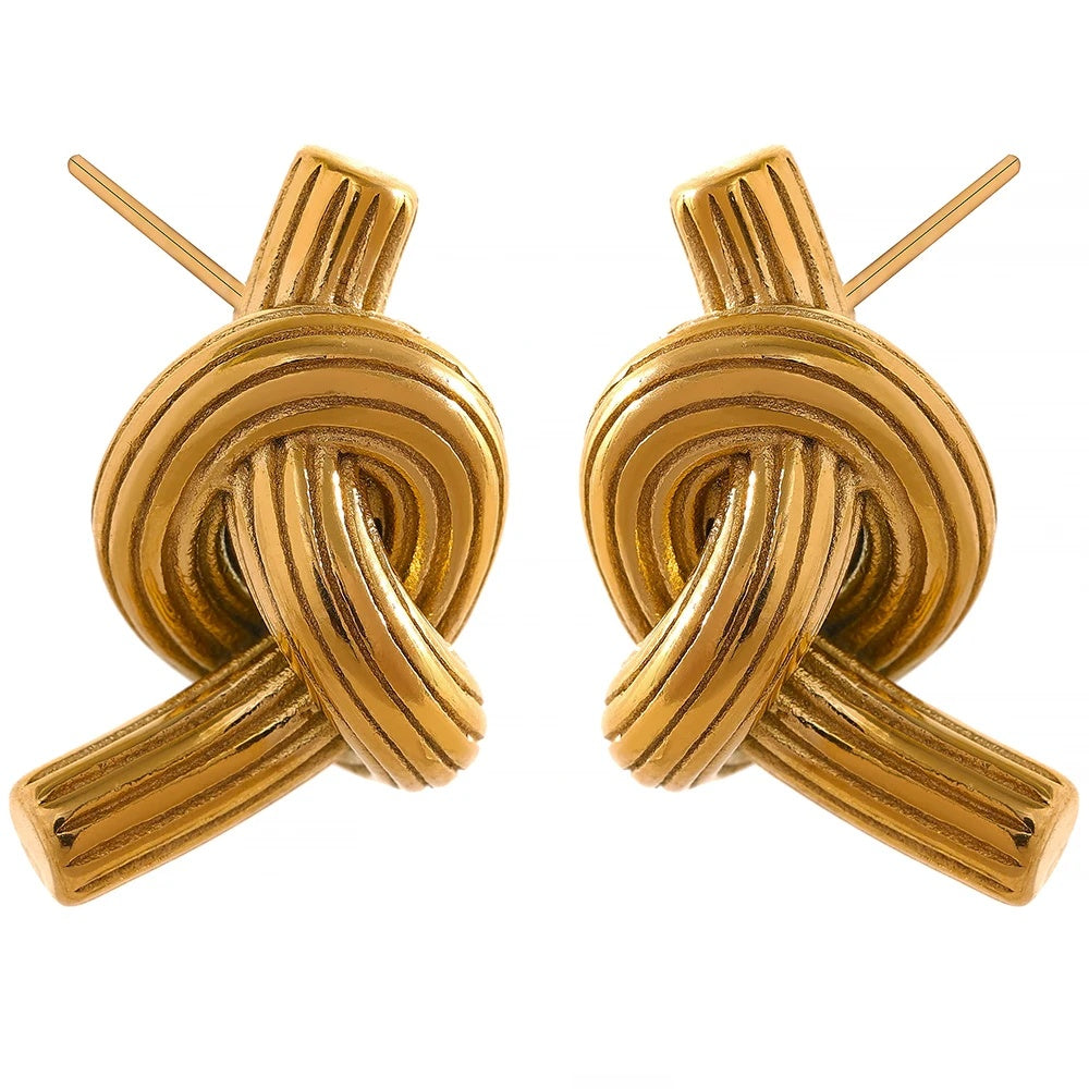 Knotted unusual contemporary stud earrings women - product image