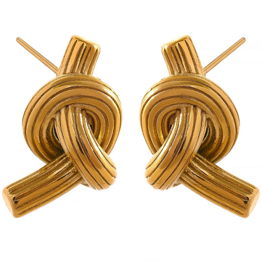 Knotted unusual contemporary stud earrings women - product image