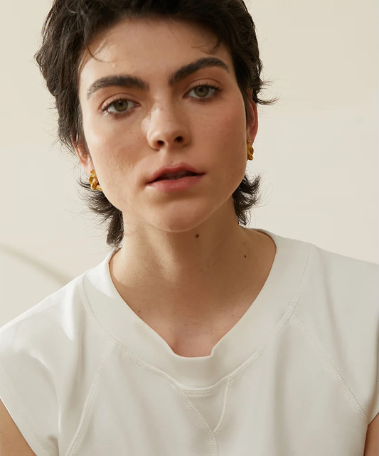 Knotted unusual contemporary stud earrings women - product image
