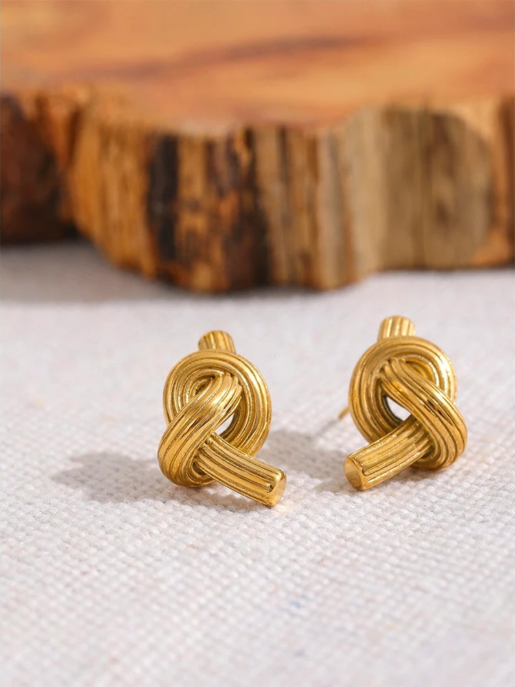 Knotted unusual contemporary stud earrings women - product image