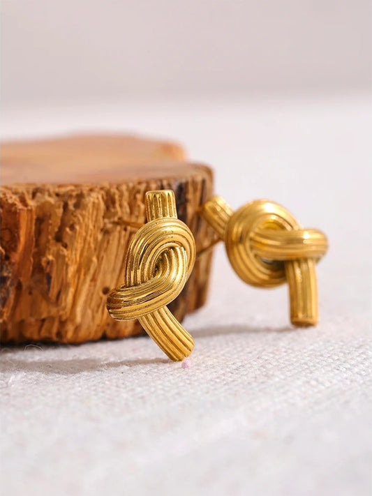 Knotted unusual contemporary stud earrings women - product image
