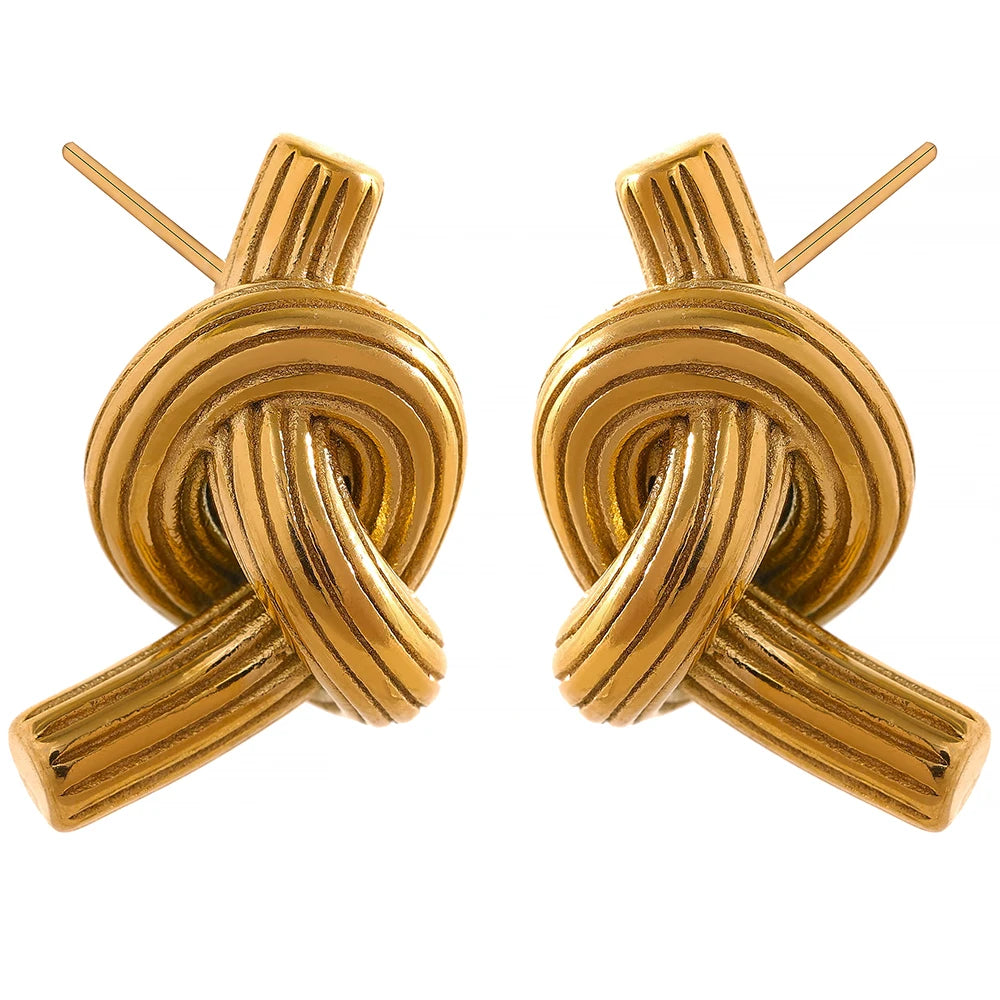 Knotted unusual contemporary stud earrings women - product image
