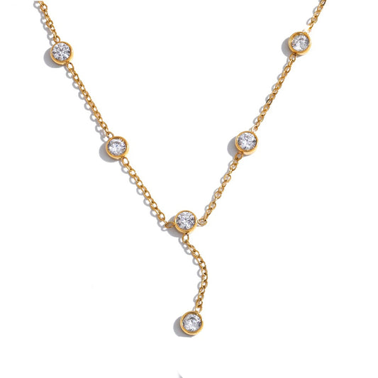 Korean style cubic zirconia chain necklace - product image