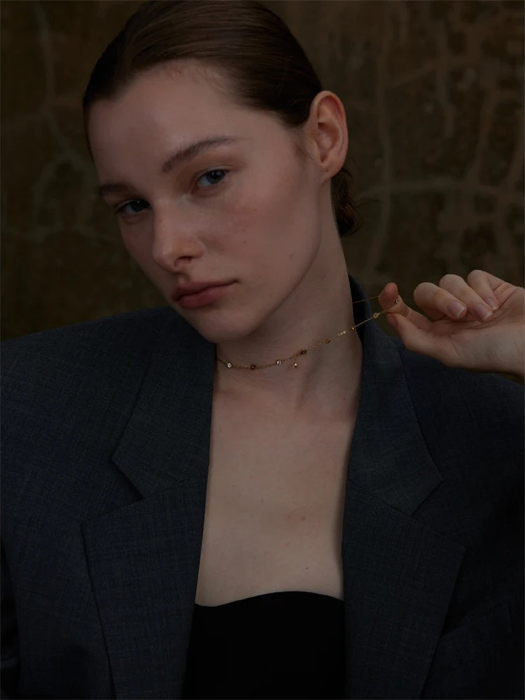 Korean style cubic zirconia chain necklace - product image