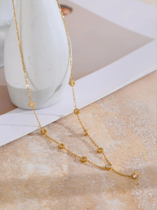 Korean style cubic zirconia chain necklace - product image