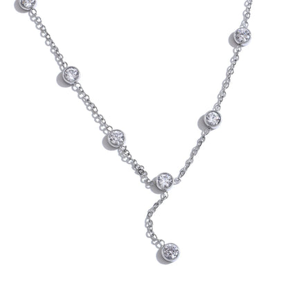 Korean style cubic zirconia chain necklace - product image