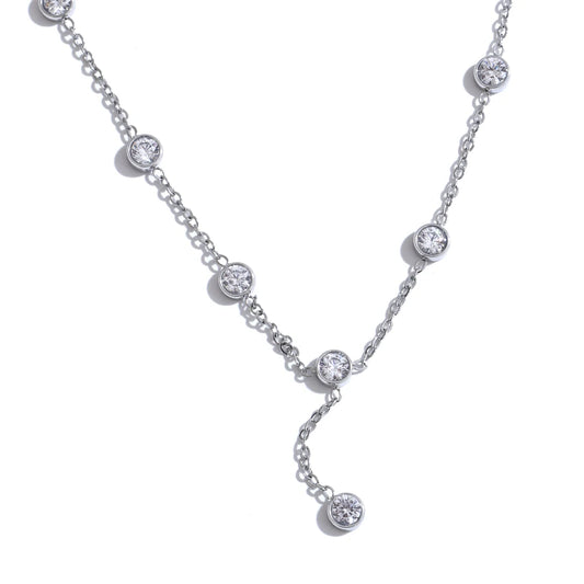 Korean style cubic zirconia chain necklace - product image