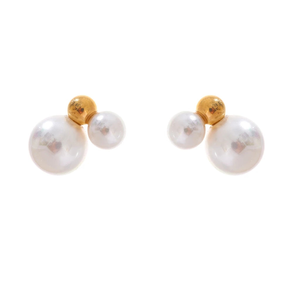 Korean style imitation pearls round stud earrings - product image