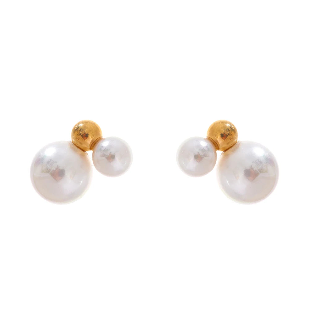 Korean style imitation pearls round stud earrings - product image