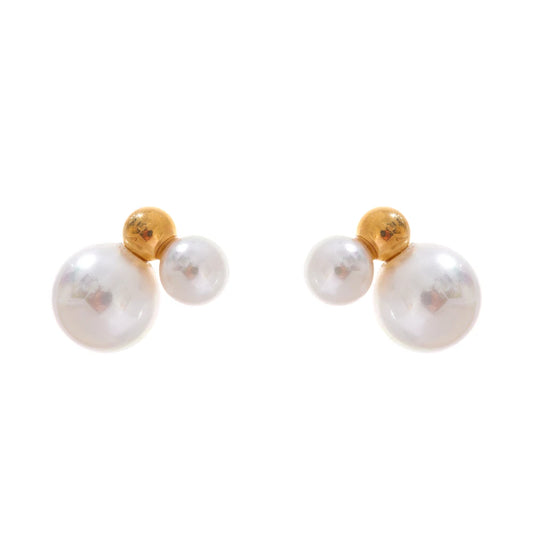 Korean style imitation pearls round stud earrings - product image