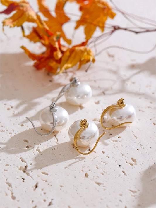 Korean style simulated pearls chic dangle earrings - product image