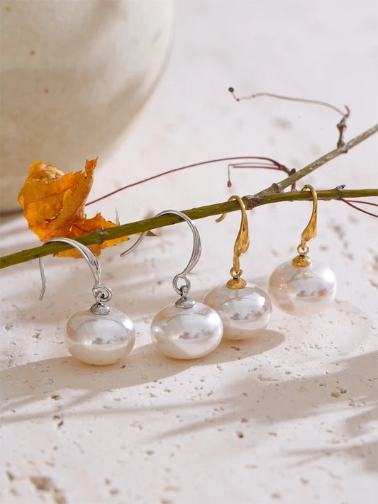 Korean style simulated pearls chic dangle earrings - product image