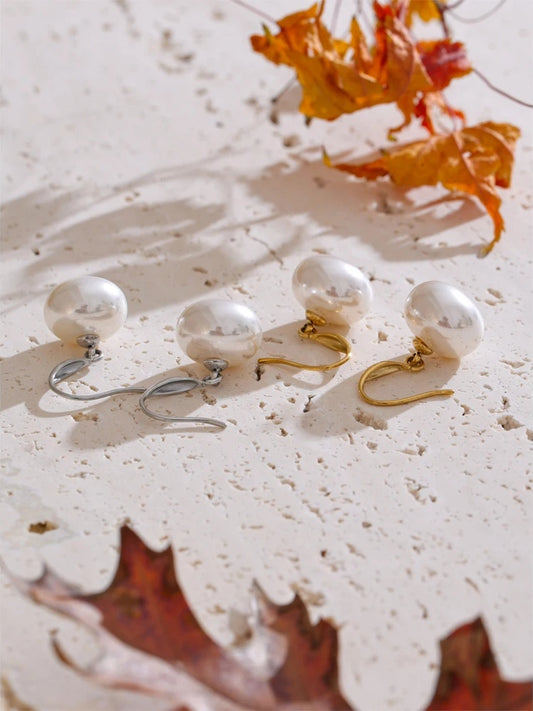 Korean style simulated pearls chic dangle earrings - product image