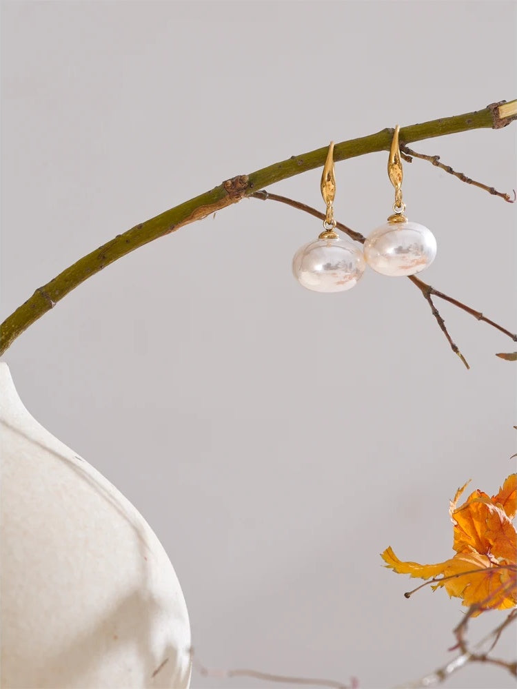 Korean style simulated pearls chic dangle earrings - product image