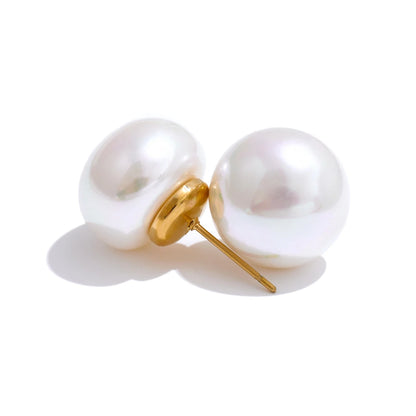 Korean style simulated pearls round stud earrings - product image
