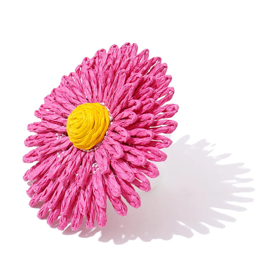 Lafite grass resin flower y2k fashion ring - product image