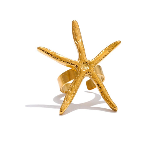Large starfish ocean open finger ring - product image