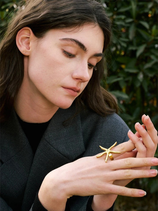 Large starfish ocean open finger ring - product image