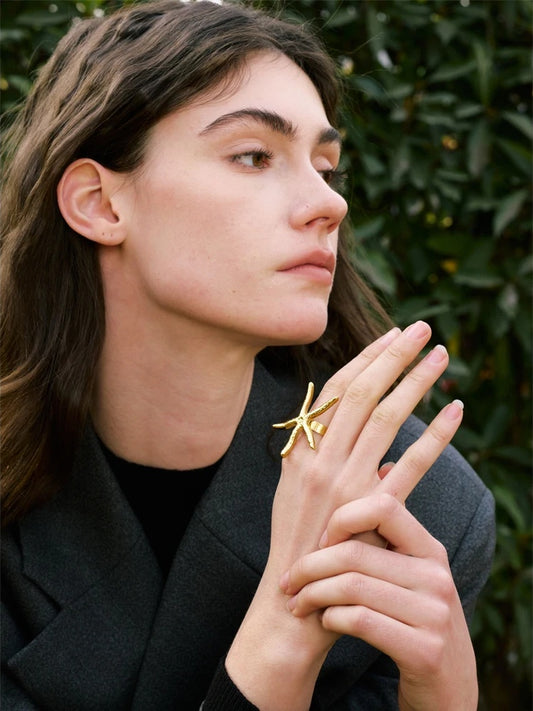 Large starfish ocean open finger ring - product image