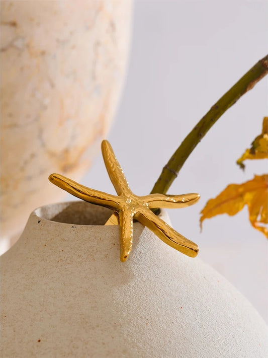 Large starfish ocean open finger ring - product image