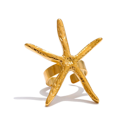 Large starfish ocean open finger ring - product image