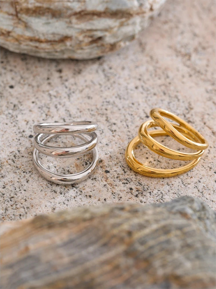 Layered abstract finger ring adjustable - product image
