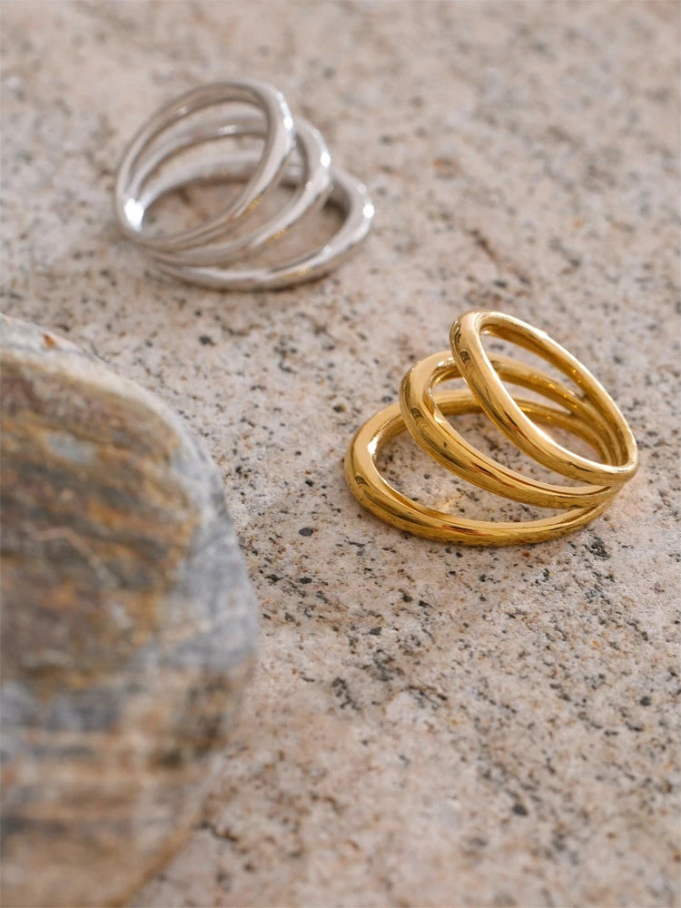 Layered abstract finger ring adjustable - product image