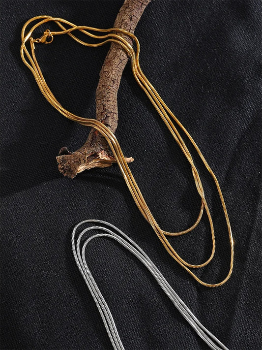 Layered adjustable overlay long chain necklace - product image