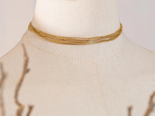 Layered chain overlay collar necklace fashion - product image