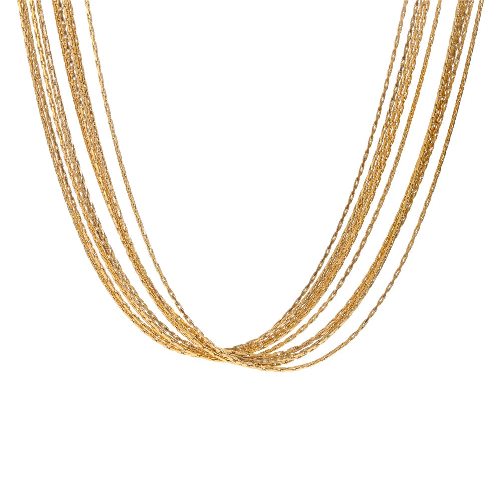 Layered chain overlay collar necklace fashion - product image