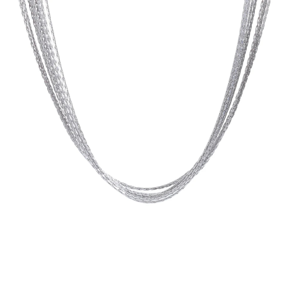 Layered chain overlay collar necklace fashion - product image